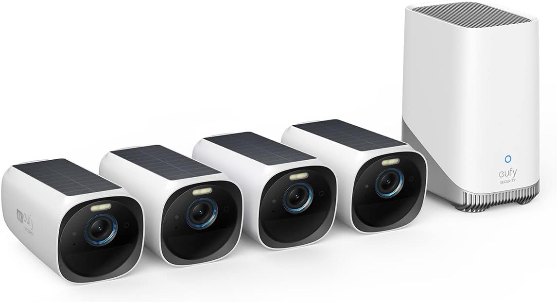 eufy Security eufyCam S330 (eufyCam 3), 4-Cam Kit, 4K Solar