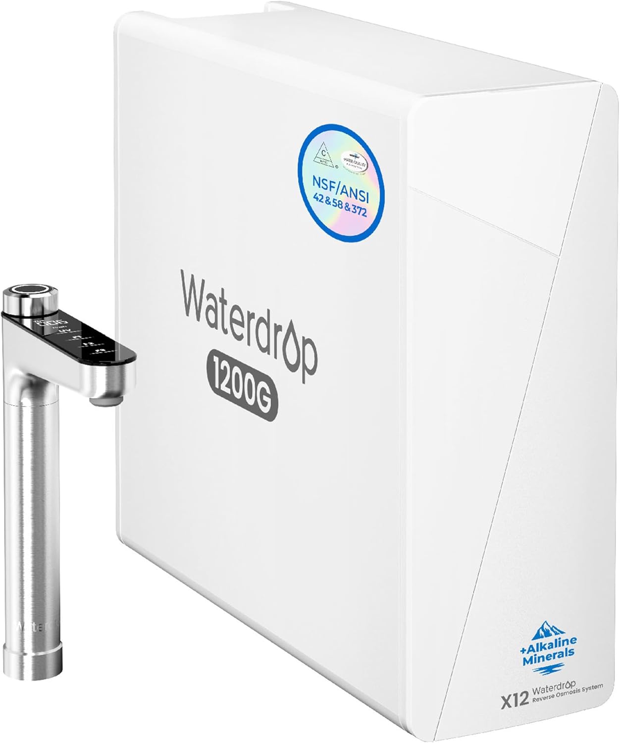 Waterdrop X12Alkaline Mineral Reverse Osmosis System 1200 GPD Silver…