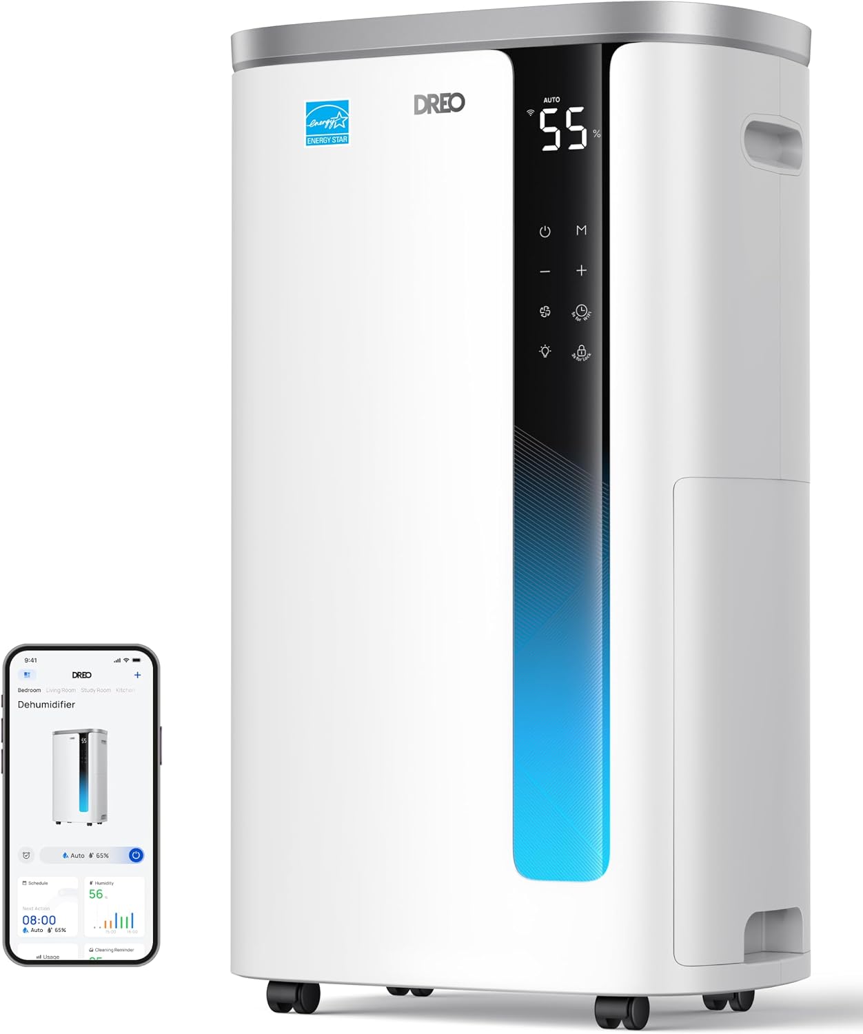 DREO Energy Star 2025 Smart Dehumidifier for Basement, 1.85 Gal Water…