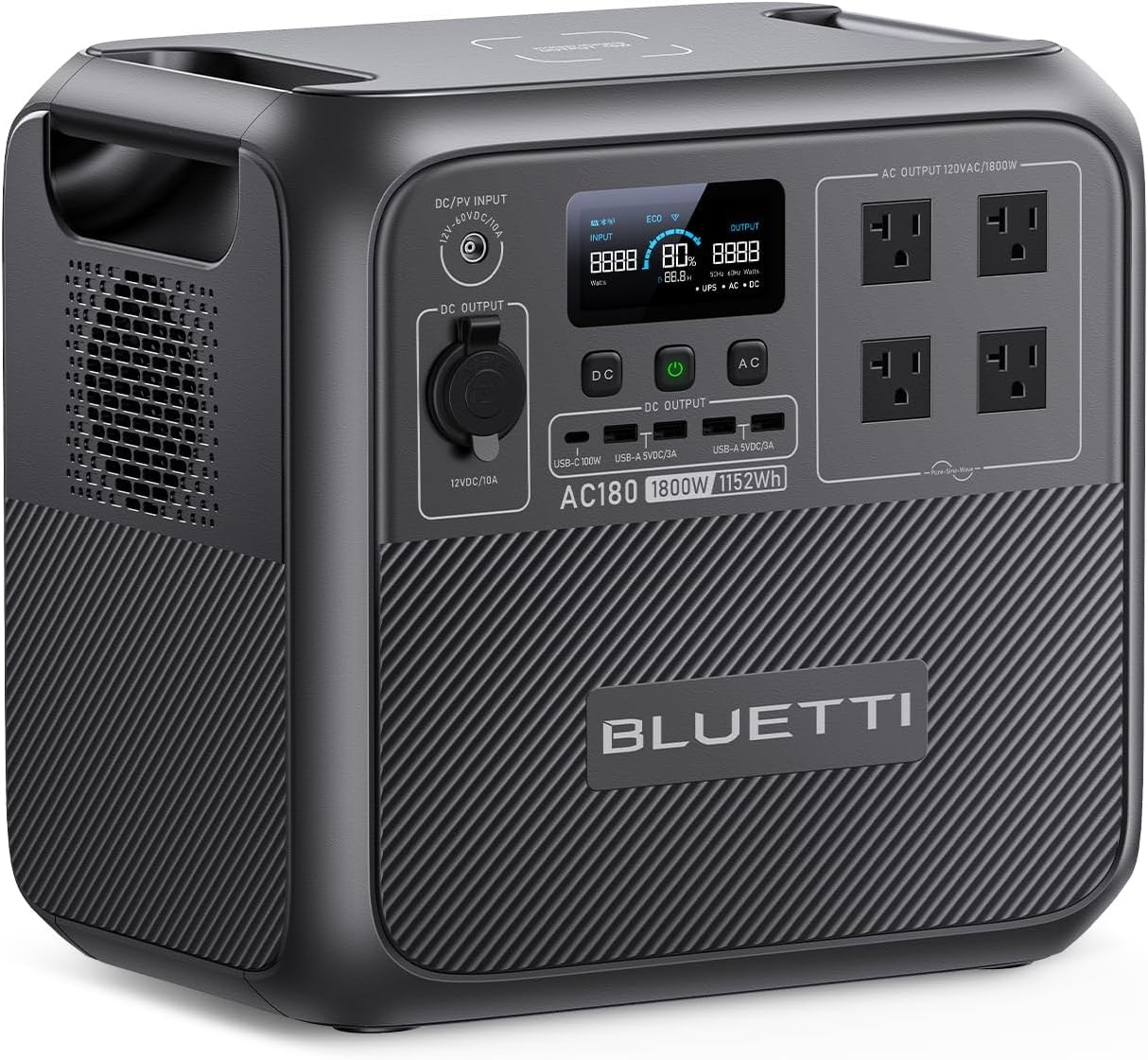 BLUETTI Portable Power Station AC180, 1152Wh LiFePO4 Battery Backup w/…