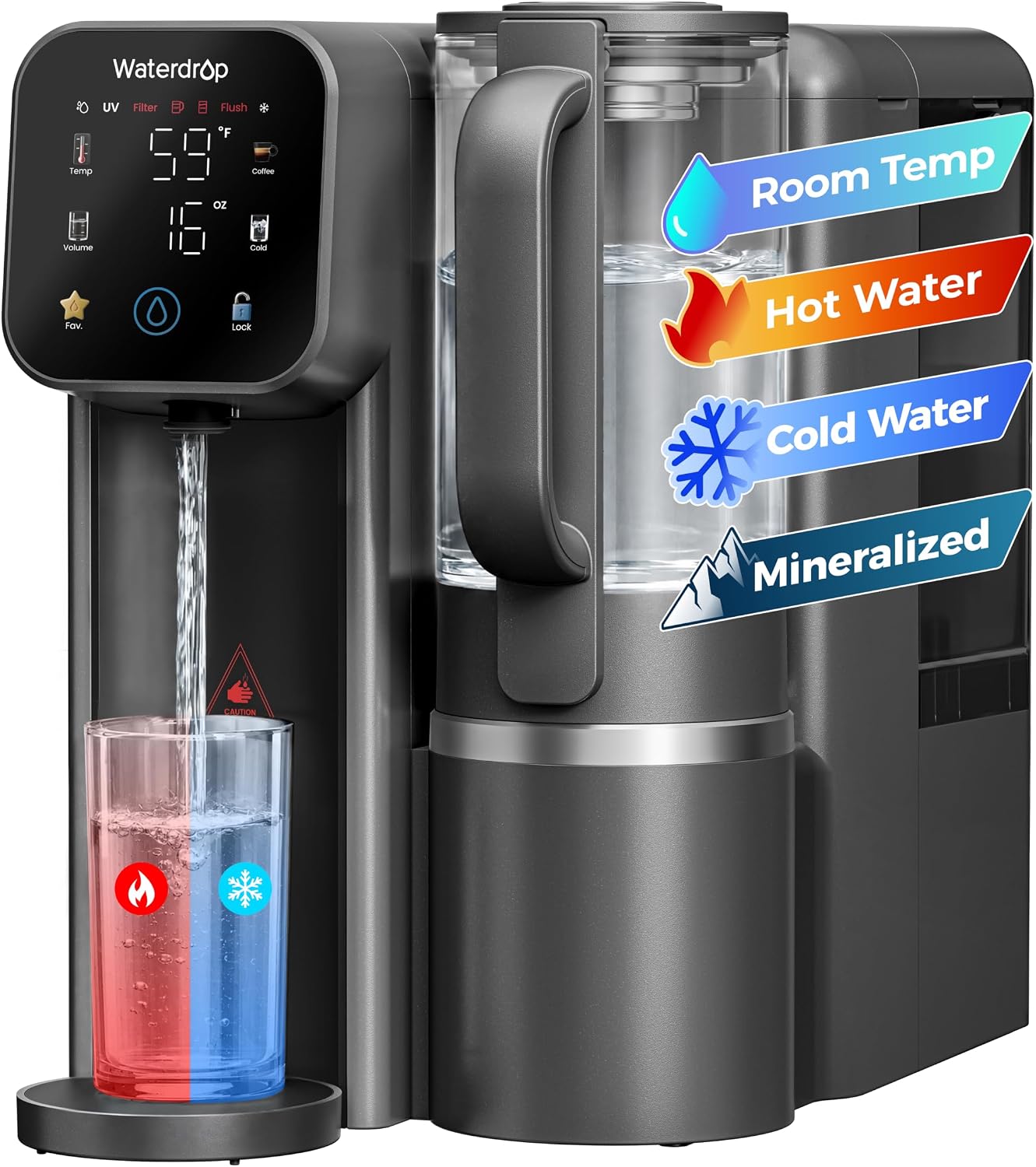 Waterdrop M6CG Hot & Cold Reverse Osmosis System Countertop, Mineral…